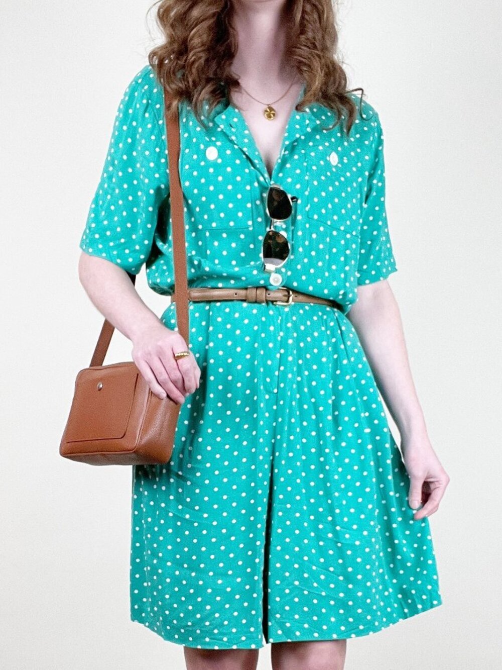 Vintage 80s 90s Romper Playsuit Relaxed Fit Loose Polka Dot Shorts Jumpsuit - 16